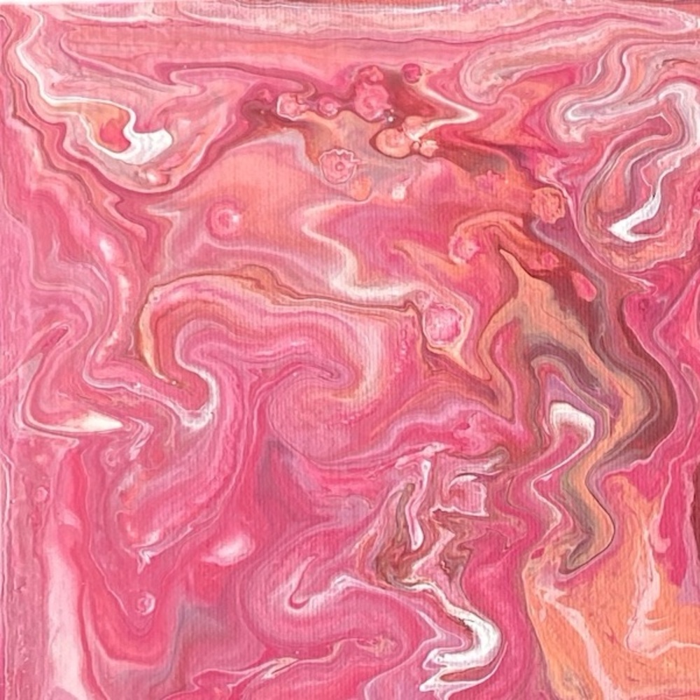 Pink Coral Fluid Art Painting Canvas Board 10x10 Handcrafted by Svetlana Yeung - Picture 2 of 14